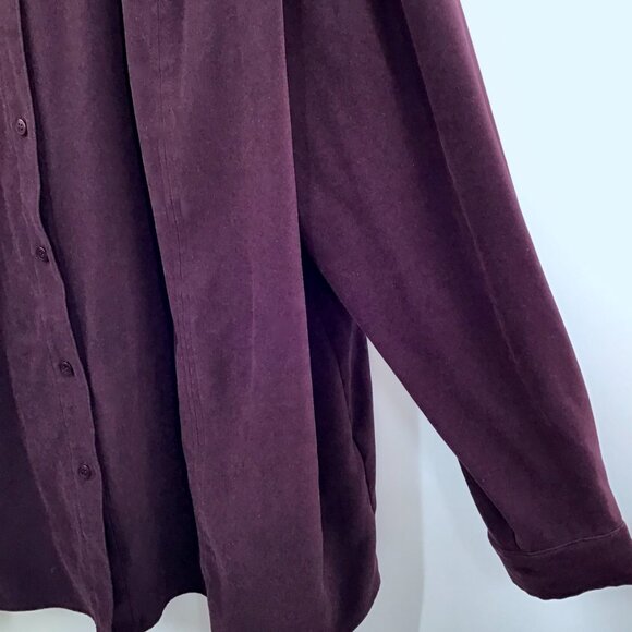 Vintage Bigshirt 3X Oversize Shirt Burgundy Moleskin Stretch Lycra Tunic Length - Picture 9 of 11